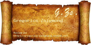 Gregorics Zsigmond névjegykártya